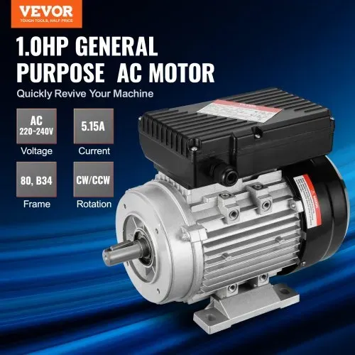 VEVOR 2,2 kW Elektromotor 2800 U/min, Wechselstrom 220–240 V, 13,8 A, 90 l, B3-Rahmen, Luftkompressormotor einphasig, 24 mm Keilwelle, Rechts-/Linkslauf für landwirtschaftliche Maschinen und allgemeine Geräte VEVOR 2,2 kW Elektromotor 2800 U/min, Wechselstrom 220–240 V, 13,8 A, 90 l, B3-Rahmen, Luftkompressormotor einphasig, 24 mm Keilwelle, Rechts-/Linkslauf für landwirtschaftliche Maschinen und allgemeine Geräte