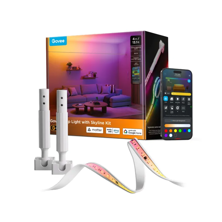 Govee Strip Light with Skyline Kit Set für intelligente Beleuchtung Wi-Fi/Bluetooth Govee Strip Light with Skyline Kit Set für intelligente Beleuchtung Wi-Fi/Bluetooth