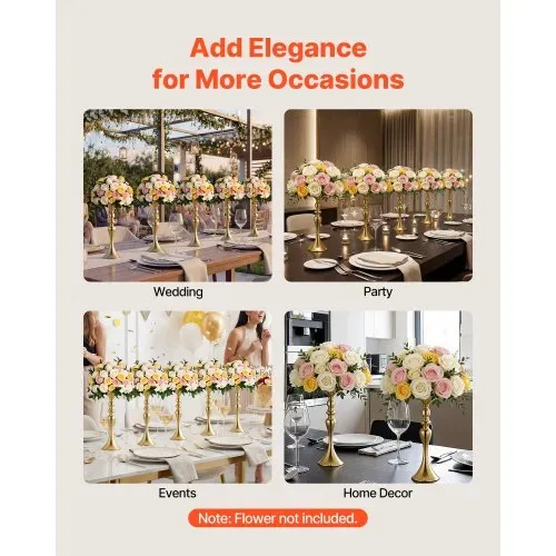 VEVOR 16 Stk. Hochzeitsvasen Tafelaufsatz Blumenvasen für Hochzeit 38 cm Hoch, Metall Tafelaufsatz Vasen mit Blumenständern, Mittelstück Tischvase für Hochzeiten Party Jubiläumsfeier Zeremonie, Gold – Bild 4