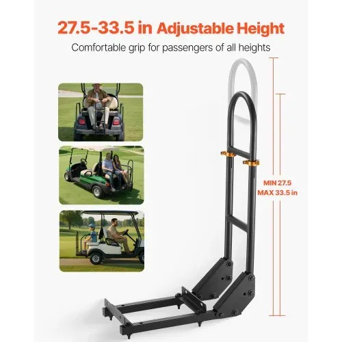 VEVOR Haltegriff für Golfwagen (450 x 235 x 905 mm) kompatibel mit den meisten Golfwagen mit Metallfußplatten, höhenverstellbarer (69,85-85,09 cm) Haltegriff aus Karbonstahl für den Rücksitz – Bild 2