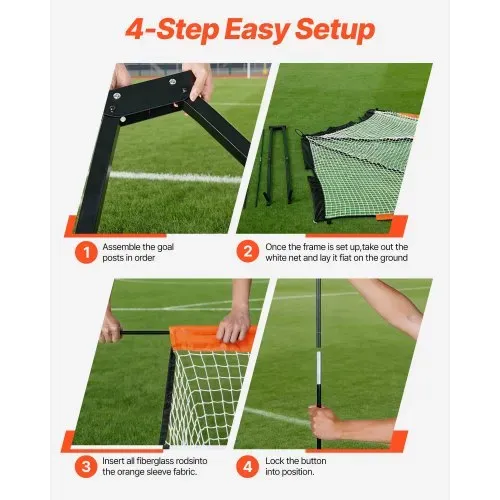 VEVOR Lacrosse-Tor, 6' x 6' Lacrosse-Netz, tragbares Lacrosse-Tor mit Tragetasche, Glasfaserstange, Hinterhof-Lacrosse-Trainingsausrüstung, einfach aufzubauendes College-Tor, perfekt für das Training – Bild 5