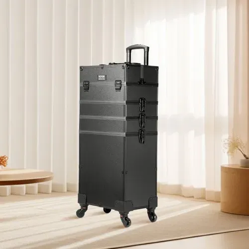 VEVOR Kosmetikkoffer mit wärmeisolierender Schicht Make Up Tasche aus MDF-Platte + Aluminiumrahmen robust und verschleißfest Schminkkoffer Schminktasche Kosmetikbeutel Make-up-Organizer 353x253x745mm – Bild 7