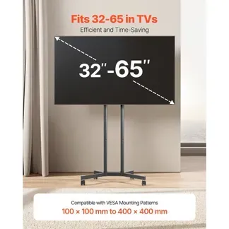 VEVOR rollbarer TV-Ständer Standfuß Fernsehstand für 812,8-1651 mm flach & Curved-TVs, höhenverstellbarer TV Bodenständer bis zu 40 kg (Max. VESA 400 x 400 mm) für Wohnzimmer Schlafzimmer VEVOR rollbarer TV-Ständer Standfuß Fernsehstand für 812,8-1651 mm flach & Curved-TVs, höhenverstellbarer TV Bodenständer bis zu 40 kg (Max. VESA 400 x 400 mm) für Wohnzimmer Schlafzimmer