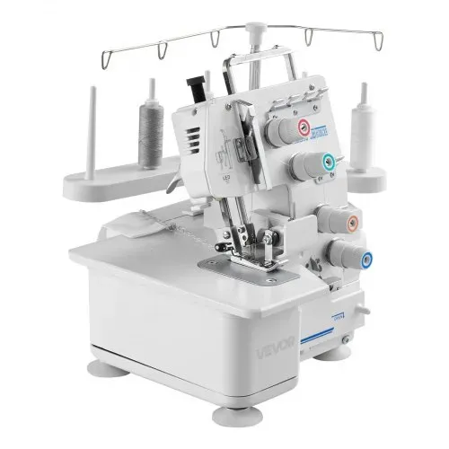 VEVOR Overlock-Nähmaschine 1250 Stiche pro Minute, 3- und 4-Faden-fähig, mit LED-Licht & starken Saugfüßen, robuste Nähmaschine mit Metallrahmen für verschiedene Stoffe, Weiß – Bild 8
