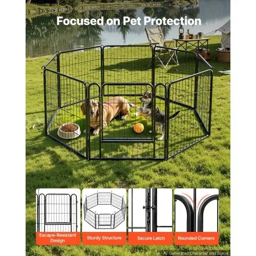 VEVOR Welpenauslauf Welpenfreigehege Laufgitter Welpenzaun 61cm 8-tlg., Spielplatz für Kleine Hunde Katzen & Andere Kleintiere Faltbar Durch die Verschiedenen Formen Vielfältig Einsetzbar – Bild 2