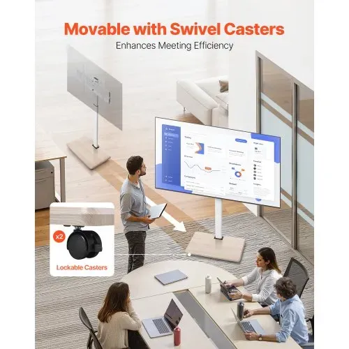 VEVOR rollbarer TV-Ständer TV-Wagen für 812,8-1778 mm TVs bis zu 45 kg, 25° Links-Rechts-Drehung & höhenverstellbare TV-Halterung mit Regal für Ecke Schlafzimmer Wohnzimmer (max. 600 x 400 mm) – Bild 2