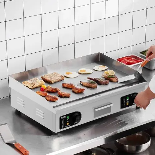 VEVOR Kommerzieller elektrischer Grill, 4000 W, flache Grillplatte für die Arbeitsplatte, einstellbare Temperatur von 122 °F bis 572 °F, 25,98 x 15,75 x 0,39 Zoll, Grillplatte aus Edelstahl mit 2 Schaufeln und 2 Bürsten für Zuhause oder das Restaurant – Bild 7