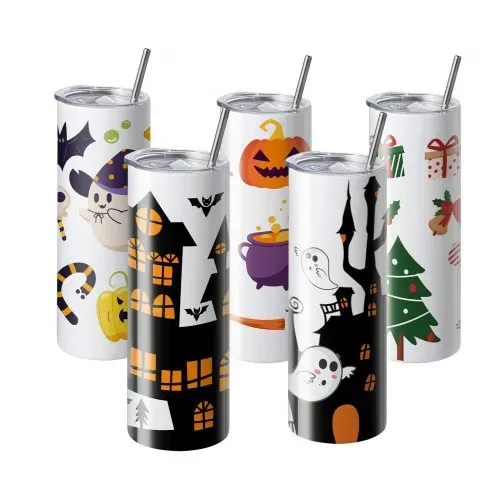 VEVOR 16er-Pack gerade Sublimationsbecher, 567 g Blanko-Becher, Edelstahl-Doppelwandbecher mit Strohhalm, Deckel, Bürste, Boden, Schrumpffolie, Geschenkbox, für Wärmepresse und Wärmeübertragung – Bild 9
