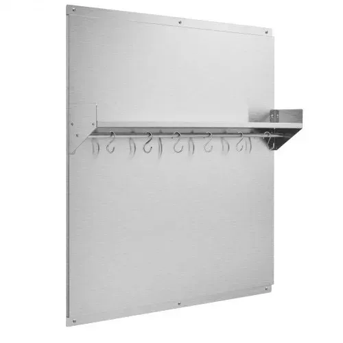 VEVOR Küchenrückwand 76 x 76 cm aus Edelstahl, Wandschutz für Herd und Dunstabzugshaube mit Ablage, Haken und Vorgebohrten Löchern, Robuste Rückwand für Küche, Kochen und Praktische Aufbewahrung – Bild 9
