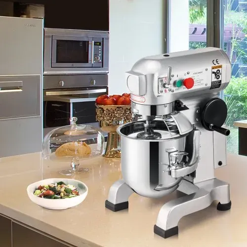 VEVOR Teigknetmaschine Küchenmaschine, 15 Qt Edelstahl Teigmixer, 600 W, einstellbar (130/233/414 U/min), inkl. Edelstahlschüssel, Knethaken, Schneebesen, Rührbesen, ideal für Bäckereien, Restaurants – Bild 7