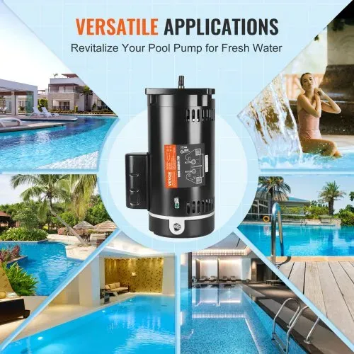 VEVOR 2 PS Pool-Pumpenmotor, 56Y Rahmen, 230V (7,8 Ampere) 3450 U/min, 60Hz, 1,3 Betriebsfaktor, 50μF/250V Kondensator, Linksdrehung Vierkantflansch Ersatzmotor – Bild 5
