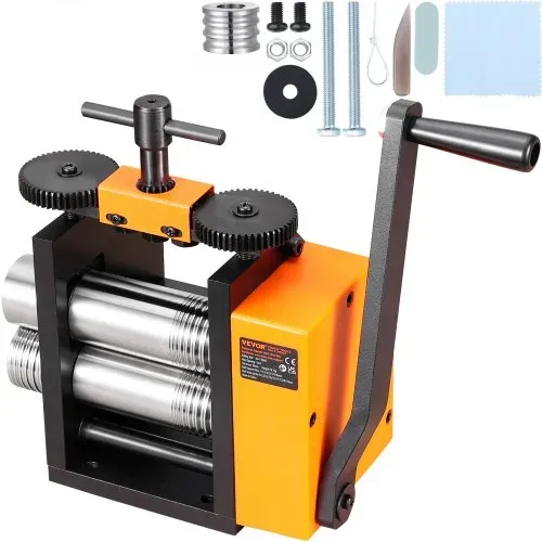 VEVOR 3 in 1 Handwalzwerk Maschine 76 mm Kombinationswalzwerk, Manueller Walzwerk Schmuckwalzwerk Einstellbare Dicke 0,1-7 mm, Handwalzwerk Maschine für Gold, K-Gold, Reines Silber, 925er-Silber usw. – Bild 8