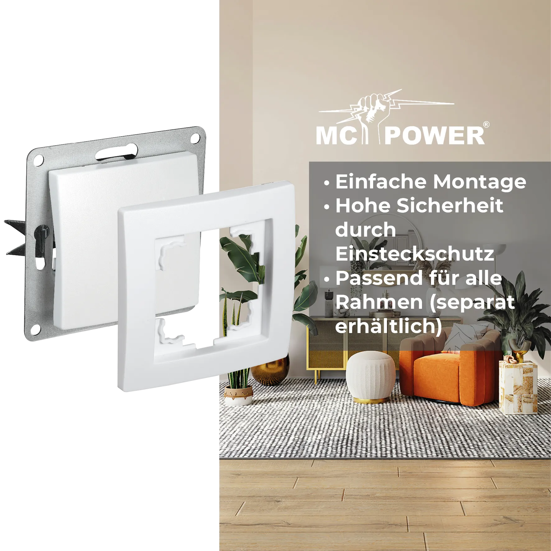 Taster McPower ''Flair'', 250V~/10A, UP, weiß – Bild 4