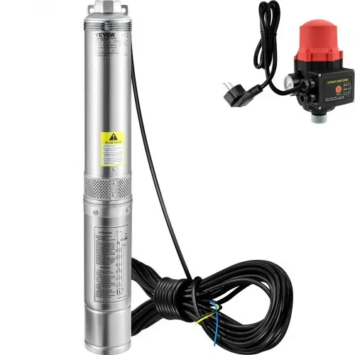 VEVOR 88 mm Tiefbrunnenpumpe 750W Brunnenpumpe 105L/min Tauchpumpe max. Förderhöhe 62m Rohrpumpe 230V 50Hz Sandpumpe IP68 Wasserpumpe 11 Laufradstufen Pumpe Ideal zur Bewässerung oder Wasser-Versorgung – Bild 9