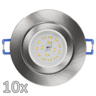 Einbauleuchten-Set McShine, 10xRahmen, 10x LED-Modul, 5W, 400lm, 230V, Edelstahl Einbauleuchten-Set McShine, 10xRahmen, 10x LED-Modul, 5W, 400lm, 230V, Edelstahl