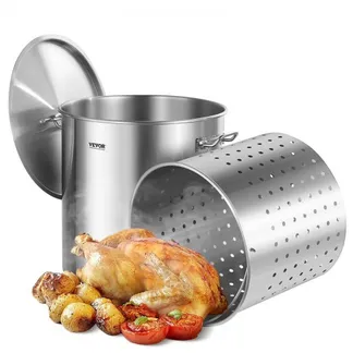 VEVOR Suppentopf Edelstahl, 79,5 L Kochtöpfe Großraumtopf, Kochgeschirr-Saucentopf mit Korb & Deckel & Griff, Suppentopf in Handelsqualität, Schleifbehandlung, zum Dämpfen Kochen oder Braten VEVOR Suppentopf Edelstahl, 79,5 L Kochtöpfe Großraumtopf, Kochgeschirr-Saucentopf mit Korb & Deckel & Griff, Suppentopf in Handelsqualität, Schleifbehandlung, zum Dämpfen Kochen oder Braten