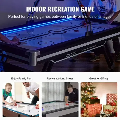 VEVOR luftbetriebener Hockeytisch, Indoor-Hockeytisch für Kinder und Erwachsene, LED-Sporthockeyspiel mit 2 Pucks, 2 Schiebern und elektronischem Punktesystem, Arcade-Gaming-Set für Spielzimmer – Bild 5