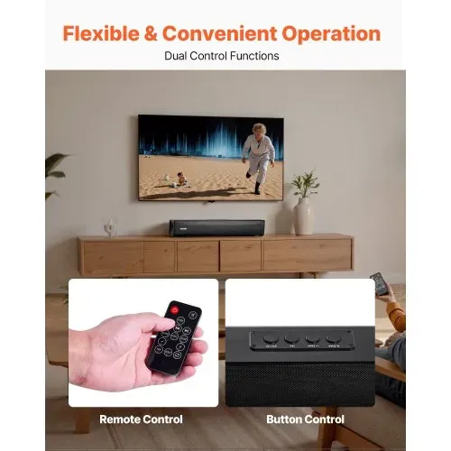 VEVOR Soundbar für Smart TV, 2.0-Kanal, 450 mm kompakte TV-Lautsprecher für Projektor, Bluetooth-AUX-Anschluss, Fernbedienung, 80-W-Surround-Soundsystem für PC-Heimkino-Audio – Bild 4