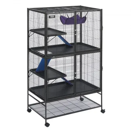 VEVOR 64,6" rollender Frettchenkäfig aus Metall, großer 4-stöckiger Critter Nation-Käfig, Kleintierkäfig mit Rampen und Tablett, einfach aufzubauen für Hausratten, Hamster, Meerschweinchen, Chinchillas, Eichhörnchen, Igel, Hasen – Bild 9