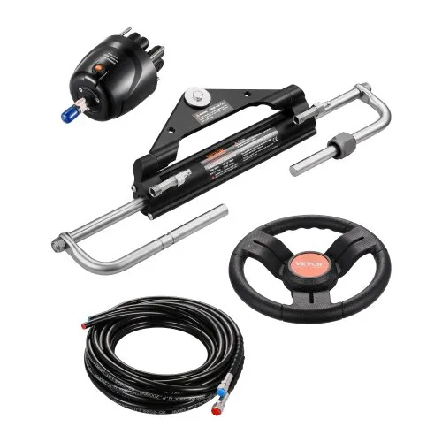 VEVOR 150 PS hydraulisches Außenborder-Lenkset, hydraulisches Bootslenksystem mit 342,9 mm Lenkrad, Steuerpumpe, Hydraulikzylinder und zwei 7924,8 mm Schläuchen für Einzelstation-Einmotorboote VEVOR 150 PS hydraulisches Außenborder-Lenkset, hydraulisches Bootslenksystem mit 342,9 mm Lenkrad, Steuerpumpe, Hydraulikzylinder und zwei 7924,8 mm Schläuchen für Einzelstation-Einmotorboote