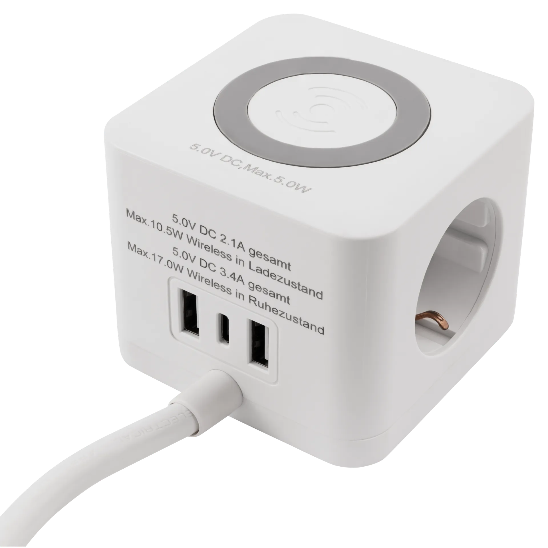 Tischsteckdose McPower ''BW-03'' 3x Steckdose, 2xUSB-A, 1xUSB-C, QI aufladen – Bild 4