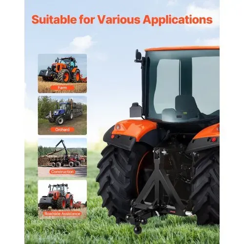 VEVOR 3-Punkt-Anhängerkupplung, 5,08 cm Empfänger, Dreipunktaufnahme mit 3 Anhängerkugeln, Traktor-Deichseladapter, kompatibel mit Kubota, Mahindra, Ford, Yanmar, John Deere, Massey Ferguson – Bild 3