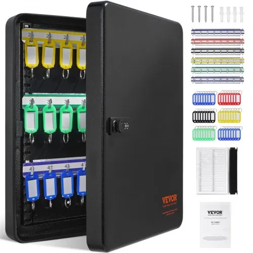 VEVOR Schlüsselschrank Schlüsselkasten 48 Schlüssel, Schwarz Schlüsselbox Schlüsseltresor Einstellbar, Abschließbarer Schlüsselschrank mit 6 x Schlüsselhaltern, 2 x Schlüsseln & 1 x Karteikarte VEVOR Schlüsselschrank Schlüsselkasten 48 Schlüssel, Schwarz Schlüsselbox Schlüsseltresor Einstellbar, Abschließbarer Schlüsselschrank mit 6 x Schlüsselhaltern, 2 x Schlüsseln & 1 x Karteikarte