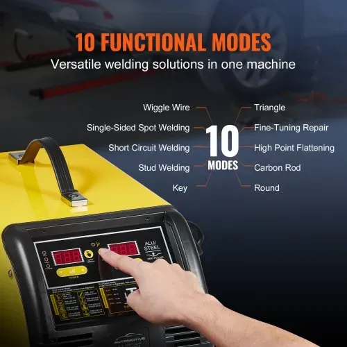 VEVOR Dual Ausbeulspotter Deluxe AL/Fe Dellenreparatur-Set, 5-kW-Schweißgerät mit automatischem/manuellem Schweißen & 10 Modi, Punktschweißgerät für die Reparatur von Autoteilen aus Stahl & Aluminium – Bild 2