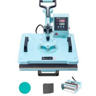 VEVOR Hitzepresse, 12 x 15 Zoll, 5-in-1-Wärmeübertragungsmaschine mit 30-oz-Tumbler-Presse, 360° wegschwenkbares T-Shirt-Pressen, digitale präzise Steuerung, für T-Shirts/Tassen/Hüte/Teller, grün VEVOR Hitzepresse, 12 x 15 Zoll, 5-in-1-Wärmeübertragungsmaschine mit 30-oz-Tumbler-Presse, 360° wegschwenkbares T-Shirt-Pressen, digitale präzise Steuerung, für T-Shirts/Tassen/Hüte/Teller, grün