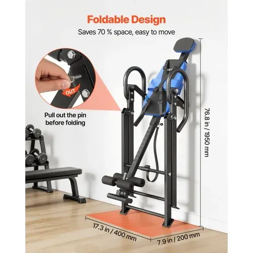 VEVOR Inversionsbank bis 136 kg, Inversionstisch mit Doppelrollenverriegelung, Mehrfach Verstellbarem Haltegurt und Ergonomischem Design, Streckbank zur Entlastung von Schultern, Nacken und Rücken – Bild 2