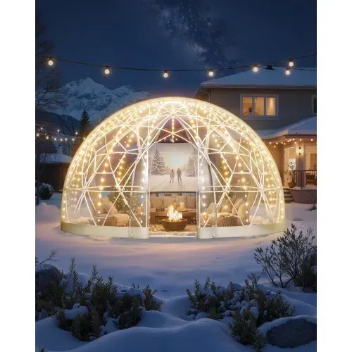 VEVOR Gartenkuppel, 2,9x1,7 m großes transparentes Blasenzelt für 2–4 Personen, geodätisches Kuppelgewächshaus mit Fenster, PVC-Zelt für Hinterhof, Terrasse, Camping, Party, Hochzeit – Bild 6