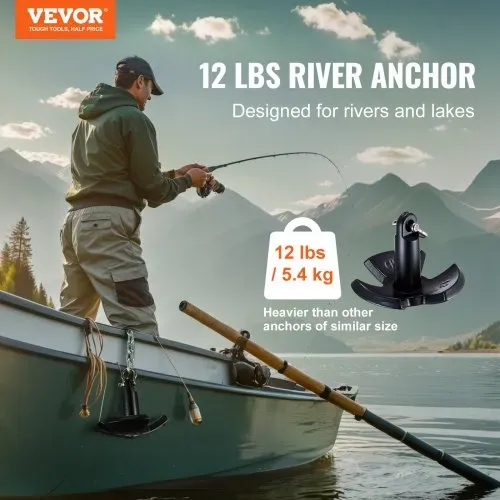 VEVOR Flussanker Bootsanker aus Gusseisen mit Schwarzer Vinylbeschichtung und Schäkel 5,4 kg, Pilzanker in Marinequalität für Boote bis zu 3,05 m, Ausgezeichnete Haltekraft in Flüssen und Seen VEVOR Flussanker Bootsanker aus Gusseisen mit Schwarzer Vinylbeschichtung und Schäkel 5,4 kg, Pilzanker in Marinequalität für Boote bis zu 3,05 m, Ausgezeichnete Haltekraft in Flüssen und Seen