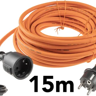 Verlängerungskabel 15m, IP44, Orange H07RN-F 3G1,5 , Stecker / Kupplung Verlängerungskabel 15m, IP44, Orange H07RN-F 3G1,5 , Stecker / Kupplung