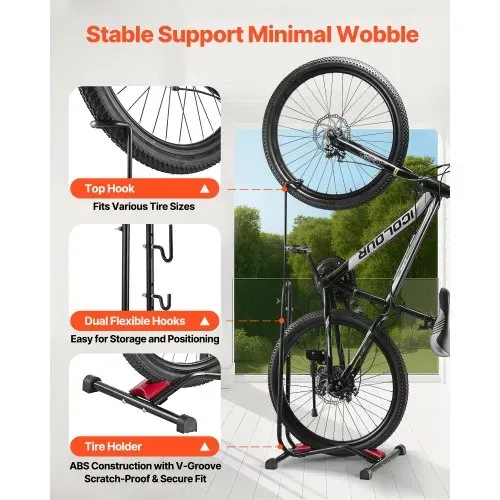 VEVOR Fahrradständer, kompatibel mit Mountainbikes & 406,4–700 mm Fahrrädern, Freistehender Fahrradhalter Ständer, vertikaler & horizontaler Ständer für kleine Räume, Eingangsbereich, Garage – Bild 5
