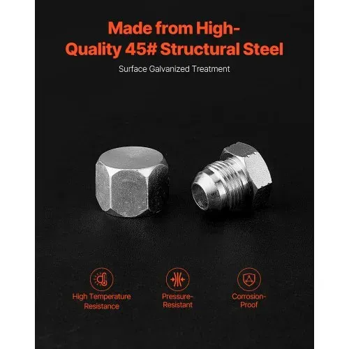 VEVOR 72-tlg. JIC-Hydraulikfittings, Industriehydraulikkappe & -stopfen, Schlauch- & Rohrfitting-Kit, Kappen- & Stopfen-Kit, Präzisionsgewinde in 37°-Schnittgrößen 4, 6, 8, 10, 12, 16 – Bild 3