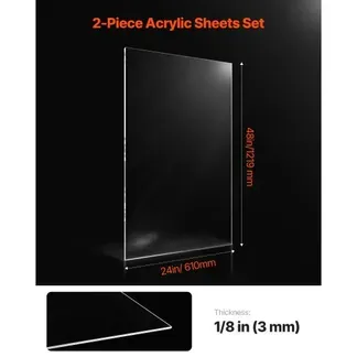 VEVOR Plexiglas-Acrylplatten, 2er-Set Kunststoffplatten, 610x1219mm, 3 mm dick, klares, gegossenes Kunststoffglas für Bastelprojekte, Ersatzglas für Bilderrahmen, DIY-Display, leicht zu schneiden VEVOR Plexiglas-Acrylplatten, 2er-Set Kunststoffplatten, 610x1219mm, 3 mm dick, klares, gegossenes Kunststoffglas für Bastelprojekte, Ersatzglas für Bilderrahmen, DIY-Display, leicht zu schneiden