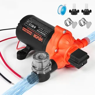 VEVOR Membranpumpe, 12 V DC, 15,1 L/min, selbstansaugende 3-Kammer-Membranwasserpumpe mit automatischem Druckschalter, 2,75 bar Druck, für Wohnmobil, Wohnwagen, Schiff, Yacht, Autowäsche VEVOR Membranpumpe, 12 V DC, 15,1 L/min, selbstansaugende 3-Kammer-Membranwasserpumpe mit automatischem Druckschalter, 2,75 bar Druck, für Wohnmobil, Wohnwagen, Schiff, Yacht, Autowäsche