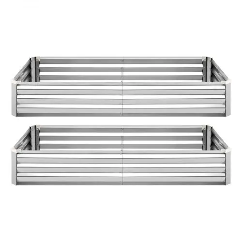 VEVOR Hochbeet Metall 2er-Pack 180x90x30 cm, Rechteckiges Gartenbeet, Pflanzkasten-Set für Außenbereich, Gemüsebeet mit Handschuhen, Blumenbeet Bodenlos, Pflanzbeet für Blumen & Gemüse, Silber – Bild 8