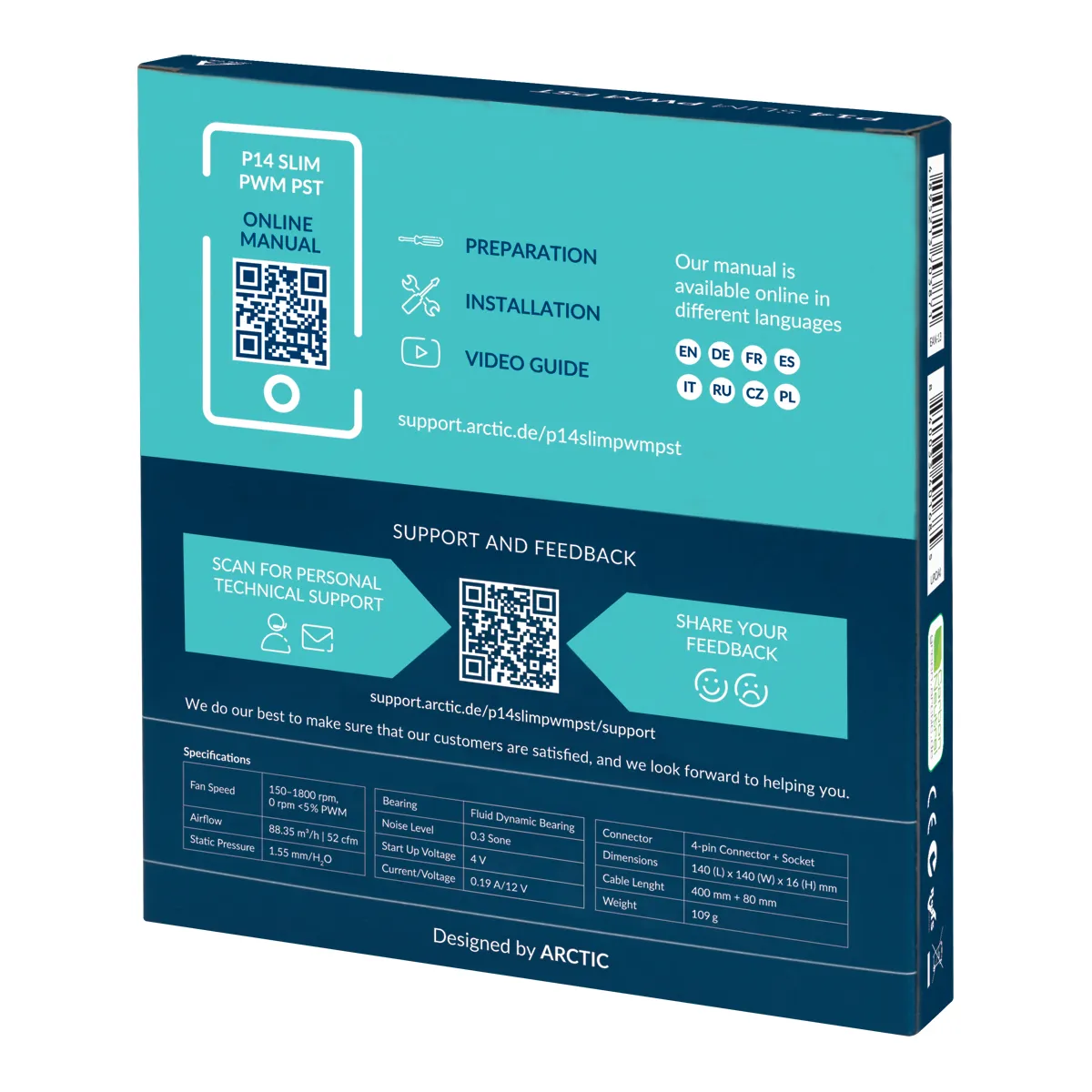 ARCTIC P14 Slim PWM PST 140 mm PWM Lüfter optimiert für statischen Druck mit integriertem Y-Kabel – Bild 7