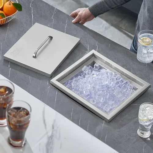 VEVOR Drop-in-Eisbox, 25,3 L Edelstahl-Eiskühler, 355 x 305 x 461 mm Kommerzieller Eisbehälter mit Abdeckung, Eingebaute Eisspeichertruhe, Abflussrohr und Ablassstopfen im Lieferumfang Enthalten – Bild 7
