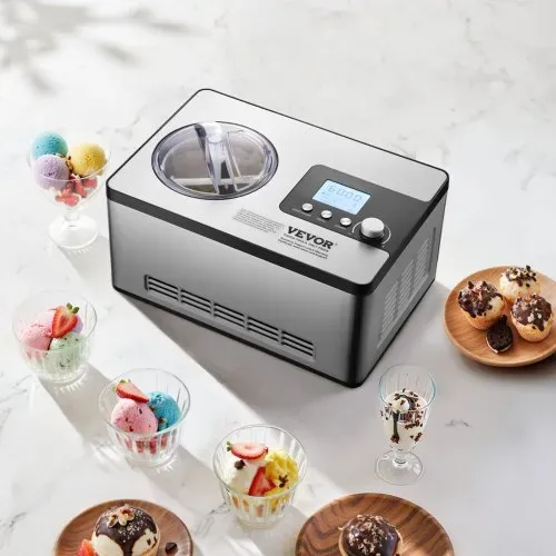 VEVOR Kompressor Eismaschine Eiscrememaschine 2 L, 180 W Frozen Joghurtbereiter Speiseeismaschine 3 Modi Joghurtmaschine Haushalt, Tragbare Eismaschine Sorbet Gelato Geräuscharm Silber Elektrisch – Bild 7