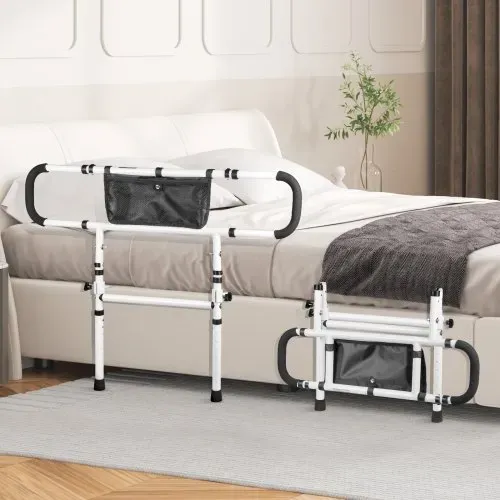 VEVOR Bettaufstehhilfe Senioren Bettgitter Aufstehhilfe mit 2 Stützbeinen & Befestigungsgurt Bettgeländer Höhenverstellbar von 740 bis 930mm Schutzgeländer für Queensize- Doppel- & Einzelbett – Bild 7