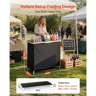 VEVOR Messetheke Klappbar, 980x385x870 mm, Empfangstheke mit Tragetasche, Ablagefach, Rezeptionstheke, Messestand, Bartisch, Faltbare Mobile Barstation für Veranstaltungen, Partys & Messen VEVOR Messetheke Klappbar, 980x385x870 mm, Empfangstheke mit Tragetasche, Ablagefach, Rezeptionstheke, Messestand, Bartisch, Faltbare Mobile Barstation für Veranstaltungen, Partys & Messen