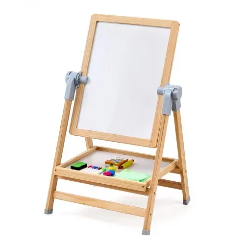 VEVOR Kunststaffelei für Kinder, 2-in-1-Kunststaffelei aus Holz, doppelseitig, mit magnetischem Whiteboard und Kreidetafel, verstellbares, stehendes, drehbares, faltbares Zeichenbrett mit Malzubehör für Jungen und Mädchen – Bild 8