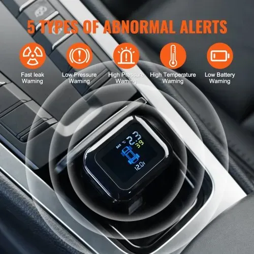 VEVOR Reifendrucküberwachungssystem für Wohnmobile, 7,3–87 psi Anhänger-TPMS, universelles kabelloses Autoalarmsystem wasserdichtes TPMS-Sensorset mit 4 Sensoren 5 Alarmmodi Echtzeitanzeige – Bild 3