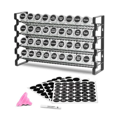 VEVOR 4-stöckiges Gewürzregal Gewürzhalter mit 36 leeren Gewürzgläser & Gestell & Gewürzetiketten & Trichter-Komplettset, Gewürz-Organizer für Küchen Schrank Speisekammer (463 x 118 x 282 mm) VEVOR 4-stöckiges Gewürzregal Gewürzhalter mit 36 leeren Gewürzgläser & Gestell & Gewürzetiketten & Trichter-Komplettset, Gewürz-Organizer für Küchen Schrank Speisekammer (463 x 118 x 282 mm)