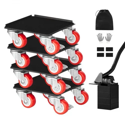 VEVOR Möbelwagen, Max. Tragkraft 544 kg, Schwerlast-Möbeltransporter mit 5x 360° drehbaren Rädern, Möbelroller, Möbelhebe-Schiebewerkzeugsatz für Haushaltsgeräte, Sofa, Kühlschrank, Waschmaschine – Bild 8