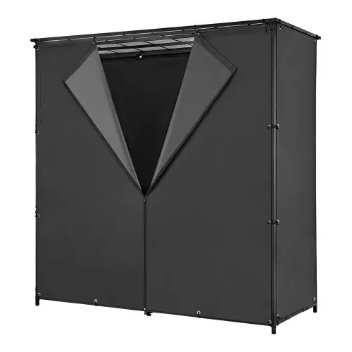 VEVOR Kaminholzregal 3/8 Cord Brennholzregal mit Abdeckung 1855x715x1850 mm, für Kamin, Terrasse & Balkon, Rahmen aus Kohlenstoffstahl Pulverbeschichtet, Tragfähigkeit 730 kg, Kapazität 1962 L Schwarz – Bild 10