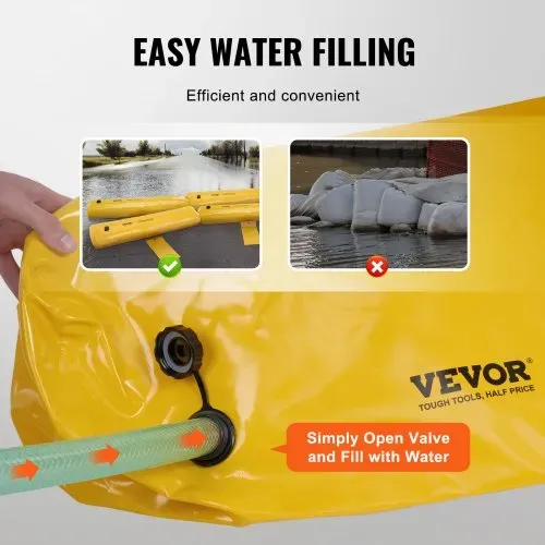 VEVOR Hochwasserbarrieren, Sandsack-Alternative, Hochwassersäcke, 4er-Pack, Hochwasserbarriere für Zuhause, Wasserbarrieren für Überschwemmungen, Türöffnung, Auffahrt (122 x 15 cm) – Bild 2