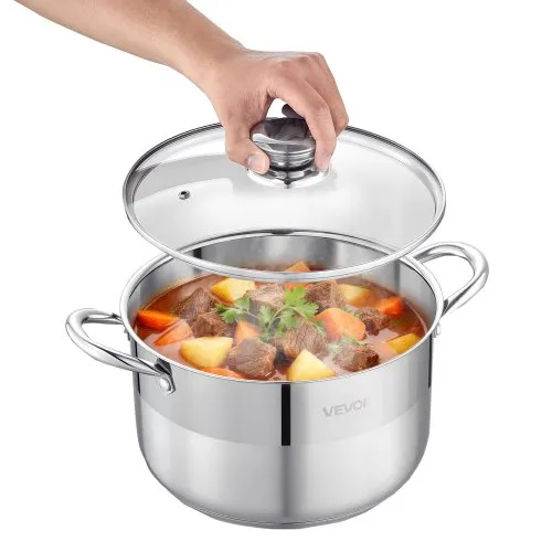 VEVOR Edelstahl Kochtopf 7,6 L Suppentopf mit Glasdeckel Induktionsgeeignet Hochwertiger Nudeltopf PFOA-frei PFAS-frei für Gasherd Elektrokochfeld Ideal für Eintöpfe Pasta Suppen VEVOR Edelstahl Kochtopf 7,6 L Suppentopf mit Glasdeckel Induktionsgeeignet Hochwertiger Nudeltopf PFOA-frei PFAS-frei für Gasherd Elektrokochfeld Ideal für Eintöpfe Pasta Suppen
